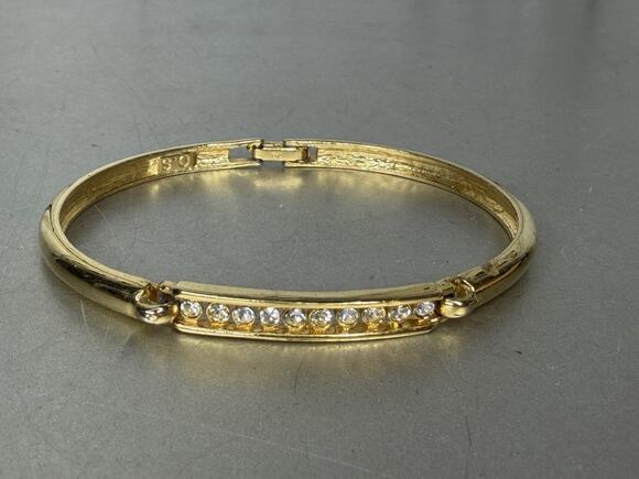 Unbranded Jewelry - Rhinestone Bracelet Gold Tone Marked O.S. Clasp Minimalist Glam